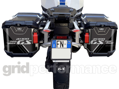 BMW R1300GS Adventure Pannier & Top Box Rear Reflective Decal Sticker (5-3.Triple Black)