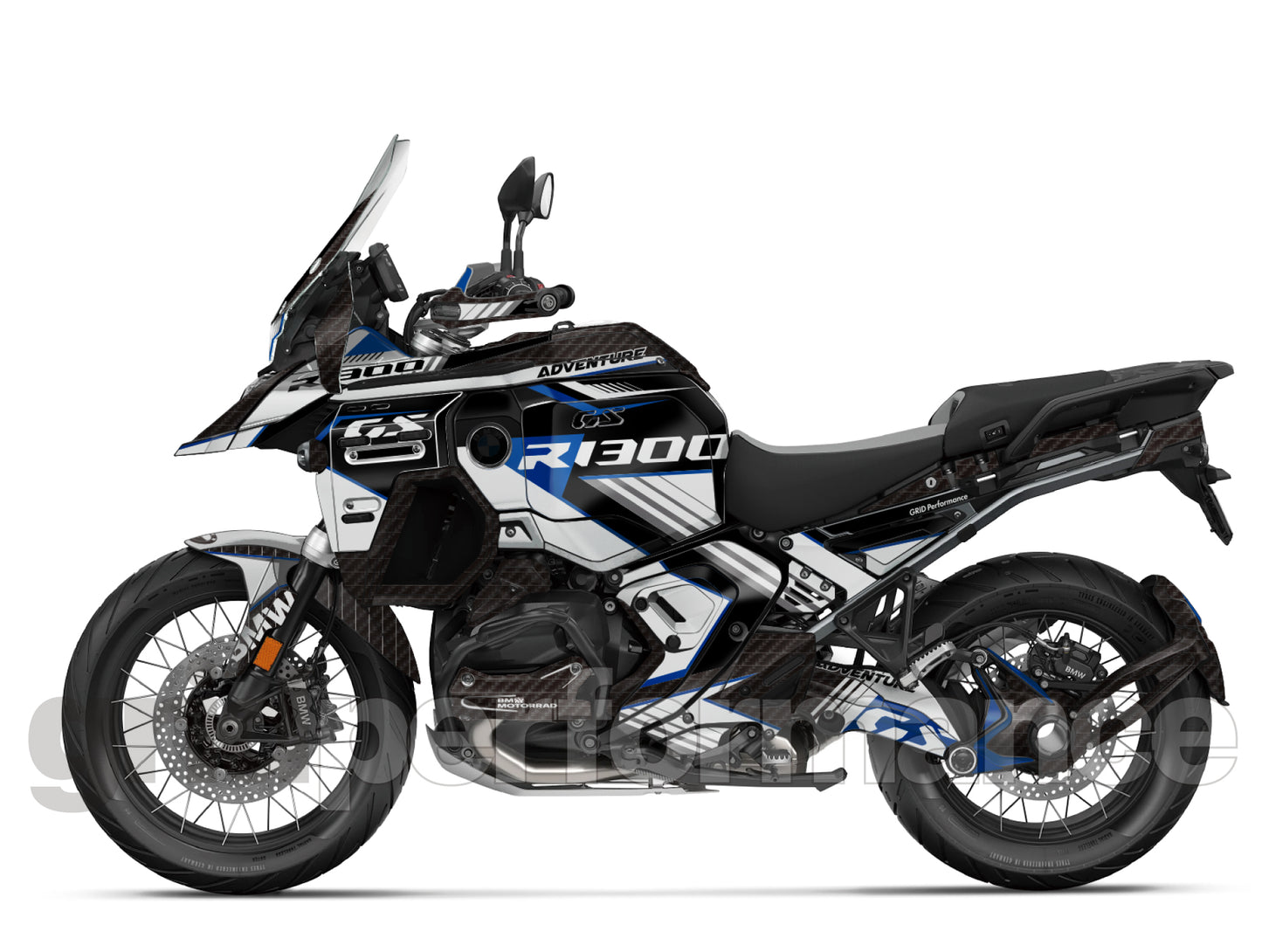 BMW R1300GS ADV Adventure Graphic Decal Sticker Kit (10-2.BW B Carbon)