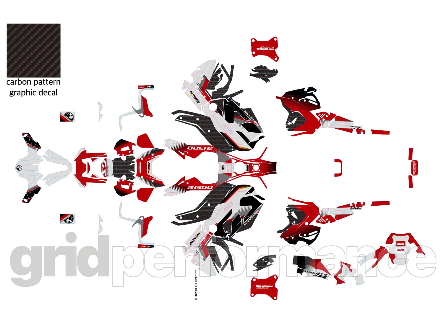 Motorcycle Fairing Decal Vinyl Sticker Kit – For BMW R1300GS ADV Adventure Type (11-1)