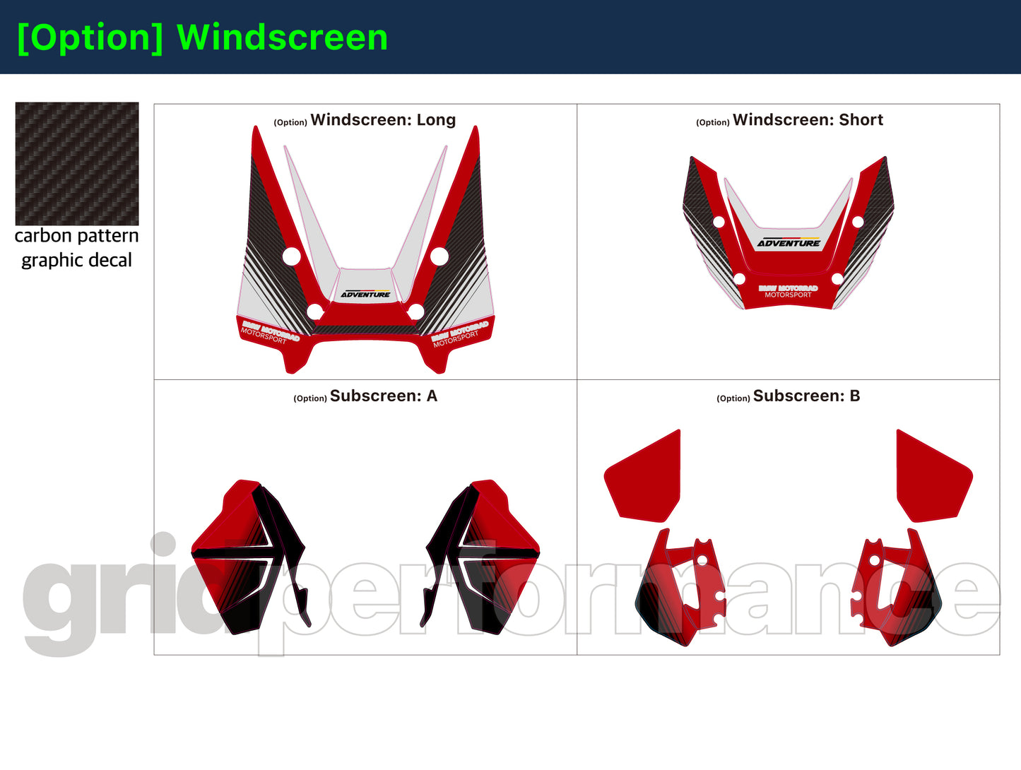 Motorcycle Fairing Decal Vinyl Sticker Kit – For BMW R1300GS ADV Adventure Type (11-1)