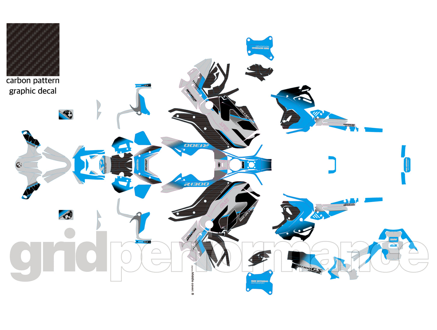 Motorcycle Fairing Decal Vinyl Sticker Kit – For BMW R1300GS ADV Adventure Type (11-2)