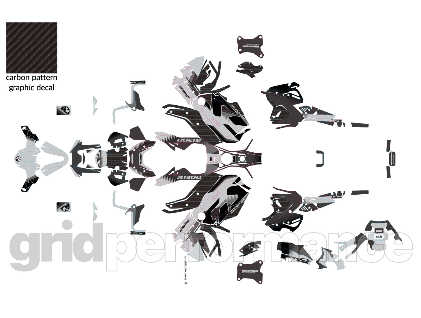 Motorcycle Fairing Decal Vinyl Sticker Kit – For BMW R1300GS ADV Adventure Type (11-4)