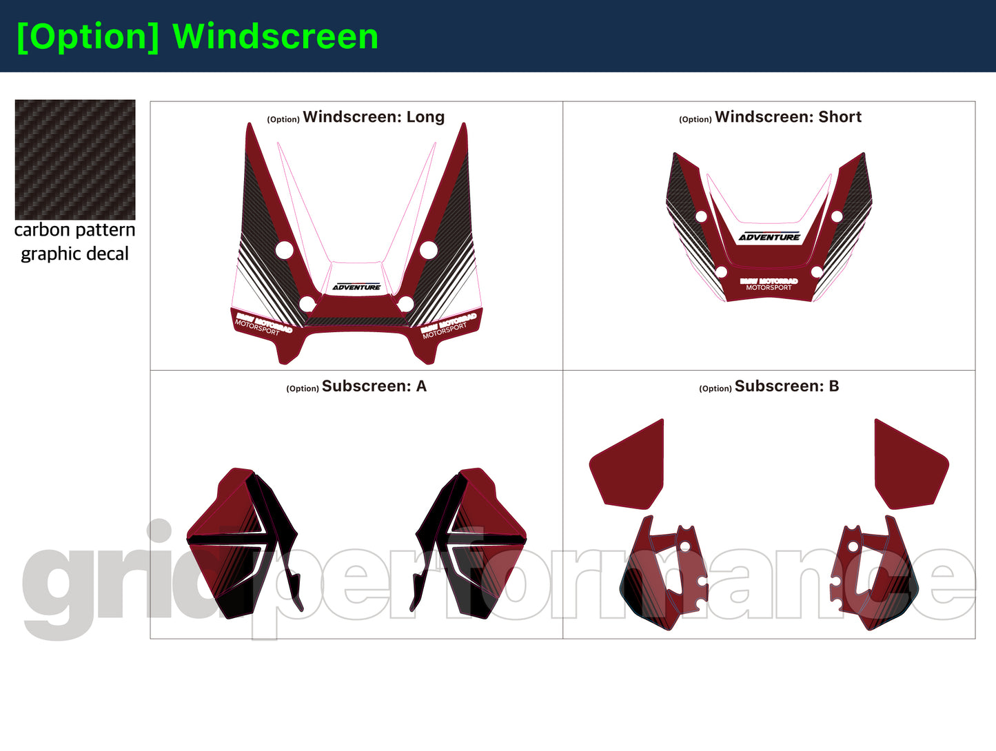 Motorcycle Fairing Decal Vinyl Sticker Kit – For BMW R1300GS ADV Adventure Type (11-5)