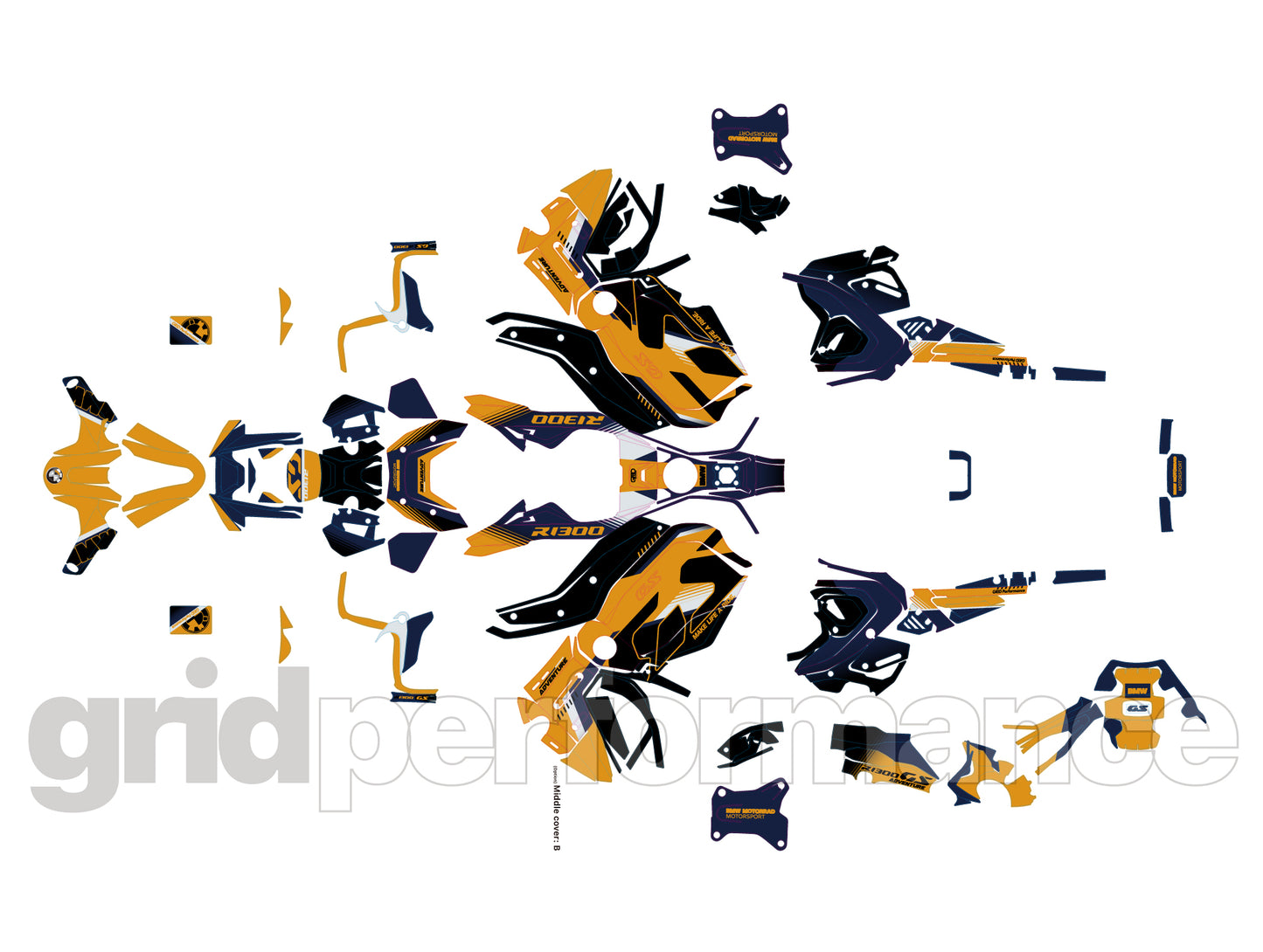 Motorcycle Fairing Decal Vinyl Sticker Kit – For BMW R1300GS ADV Adventure Type (11-7)