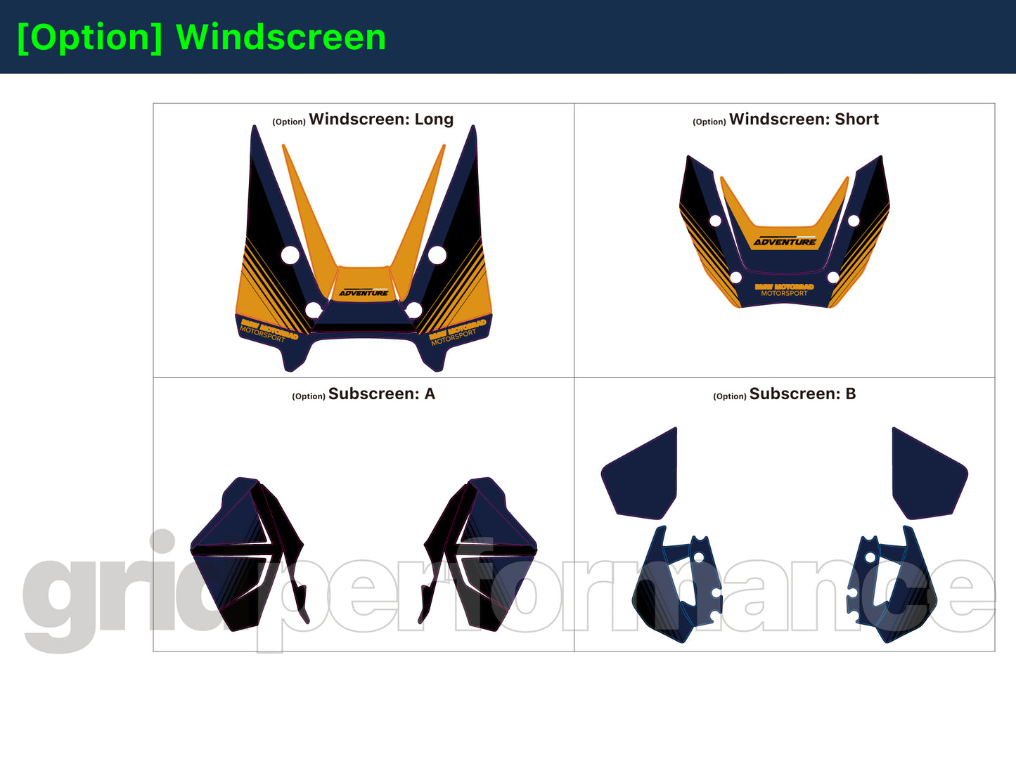 Motorcycle Fairing Decal Vinyl Sticker Kit – For BMW R1300GS ADV Adventure Type (11-7)