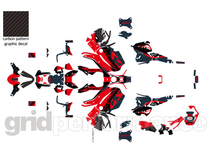 BMW R1300GS ADV Adventure Graphic Decal Sticker Kit (13-1.CHKRD Red BB Carbon)