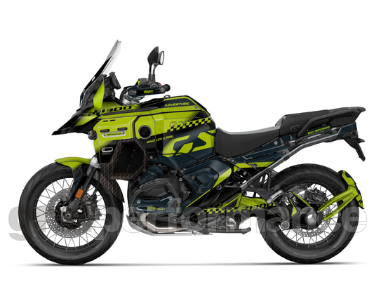 BMW R1300GS ADV Adventure Graphic Decal Sticker Kit (13-2.CHKRD Green BB Carbon)