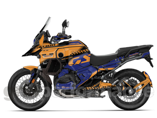 BMW R1300GS ADV Adventure Graphic Decal Sticker Kit (13-3.CHKRD YO BB Carbon)