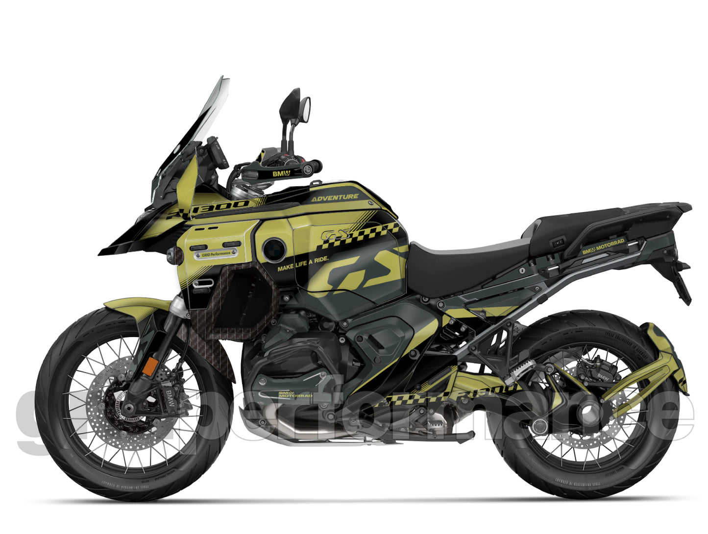 BMW R1300GS ADV Adventure Graphic Decal Sticker Kit (13-4.CHKRD OG BB Carbon)