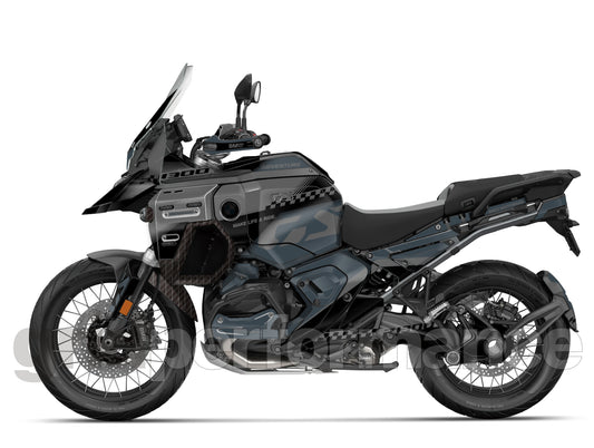 BMW R1300GS ADV Adventure Graphic Decal Sticker Kit (13-5.CHKRD GB BB Carbon)