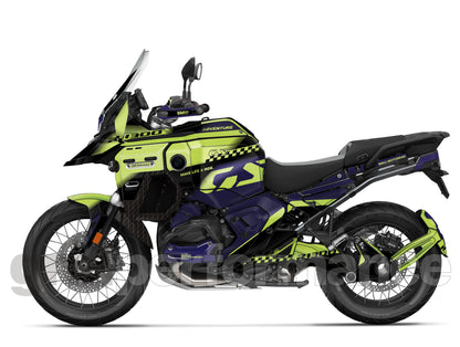 BMW R1300GS ADV Adventure Graphic Decal Sticker Kit (13-6.CHKRD YGB BB Carbon)