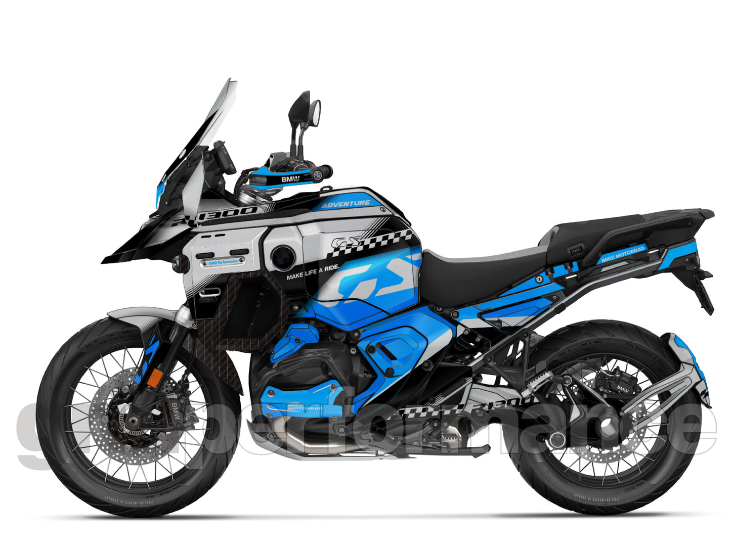 BMW R1300GS ADV Adventure Graphic Decal Sticker Kit (13-7.CHKRD GB BB Carbon)