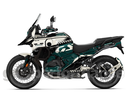 BMW R1300GS ADV Adventure Graphic Decal Sticker Kit (13-8.CHKRD BG BB Carbon)