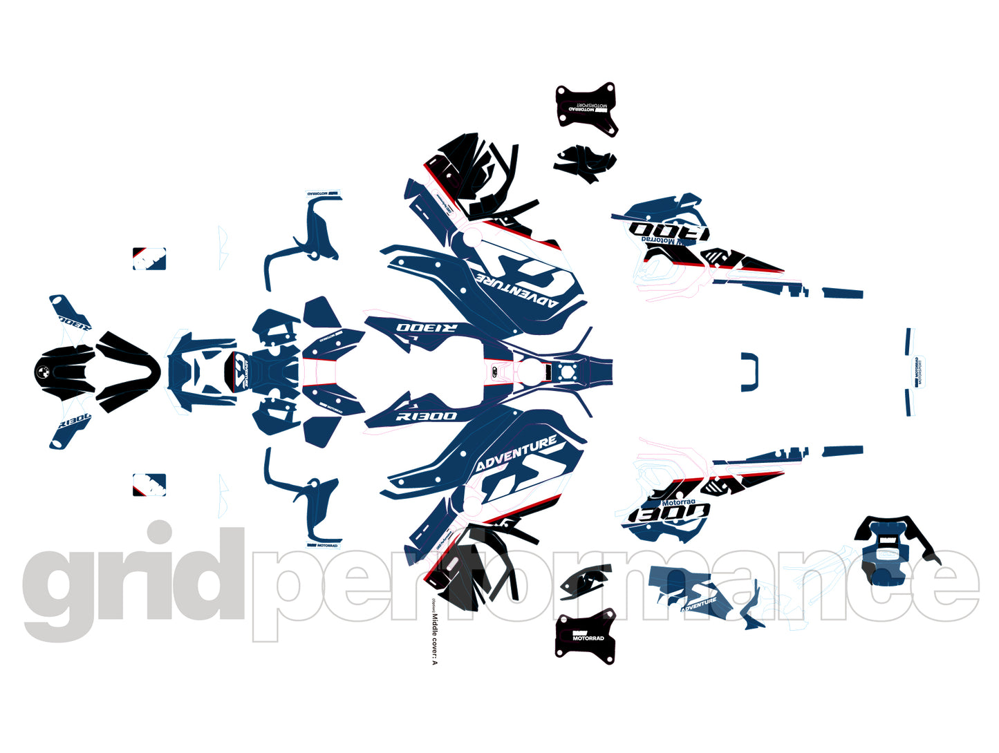 Motorcycle Fairing Decal Vinyl Sticker Kit – For BMW R1300GS ADV Adventure Type (14-1)