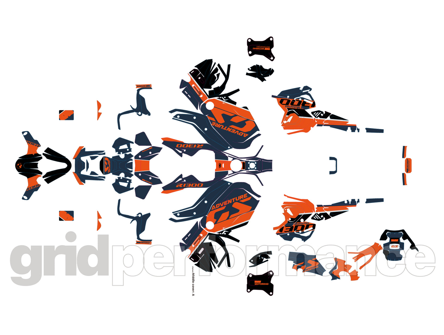 Motorcycle Fairing Decal Vinyl Sticker Kit – For BMW R1300GS ADV Adventure Type (14-2)