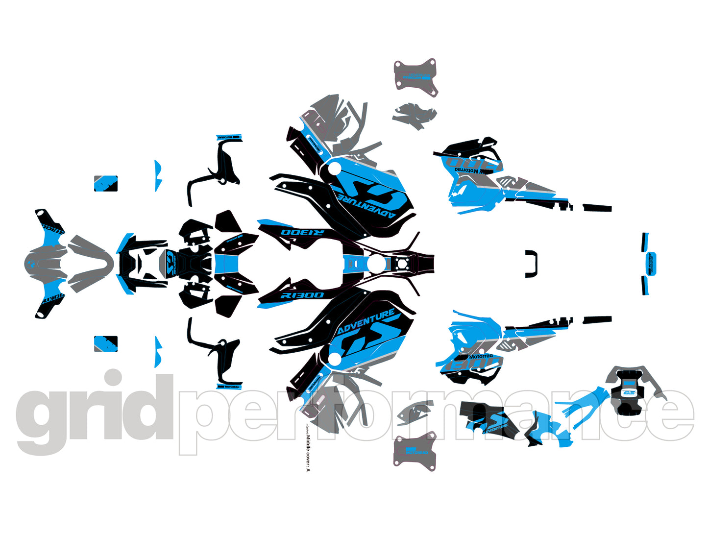 Motorcycle Fairing Decal Vinyl Sticker Kit – For BMW R1300GS ADV Adventure Type (14-4)