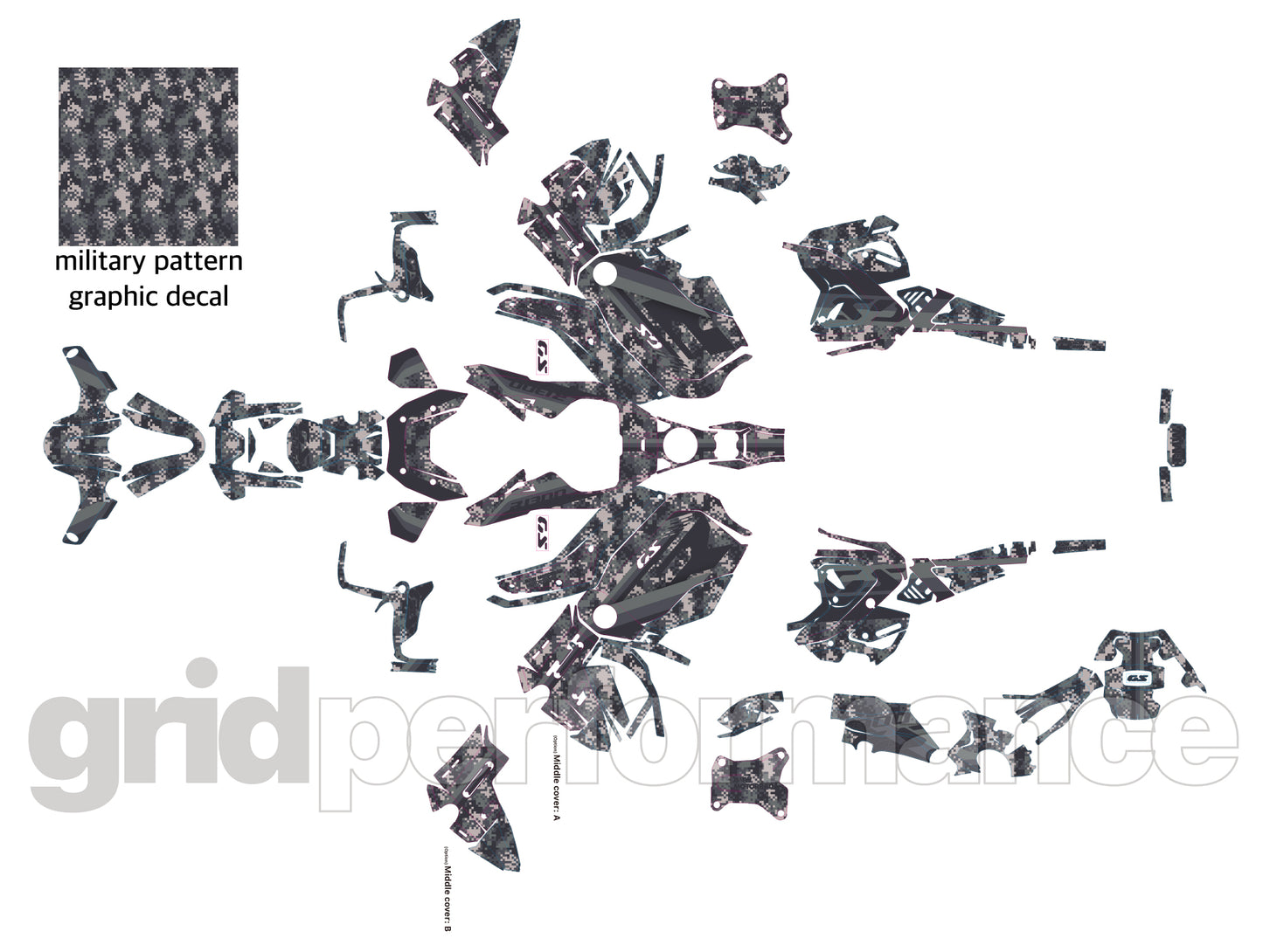 BMW R1300GS ADV Adventure Graphic Decal Sticker Kit (2-3.Tactical Camo)
