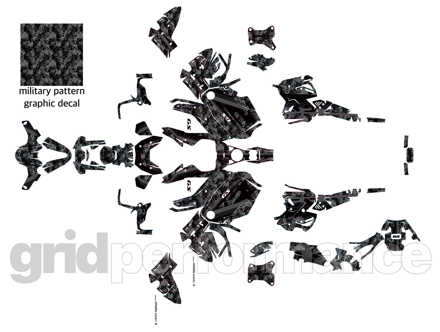 BMW R1300GS ADV Adventure Graphic Decal Sticker Kit (2-5.Tactical Camo)