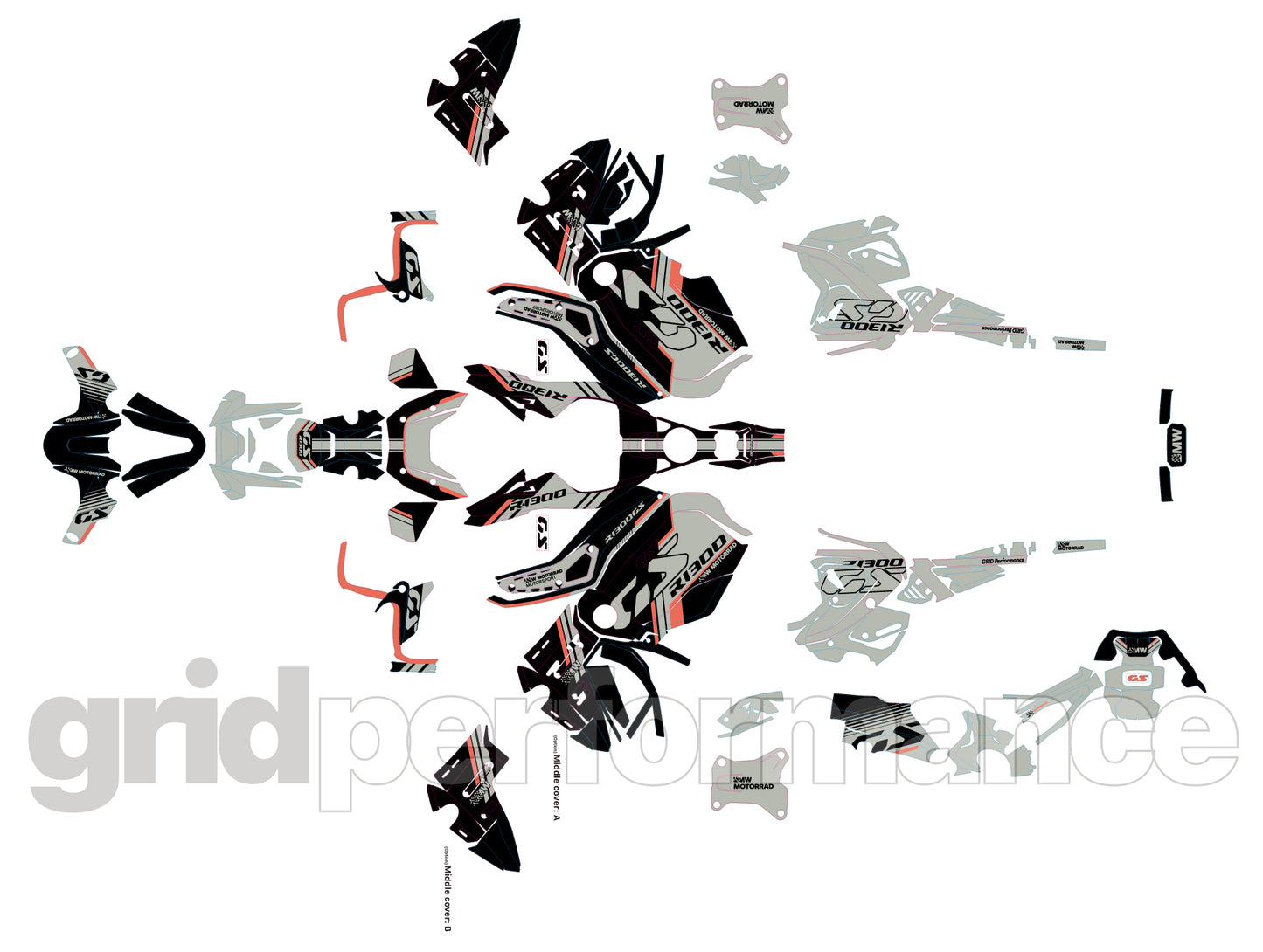 BMW R1300GS ADV Adventure Graphic Decal Sticker Kit (3-3.DSL)