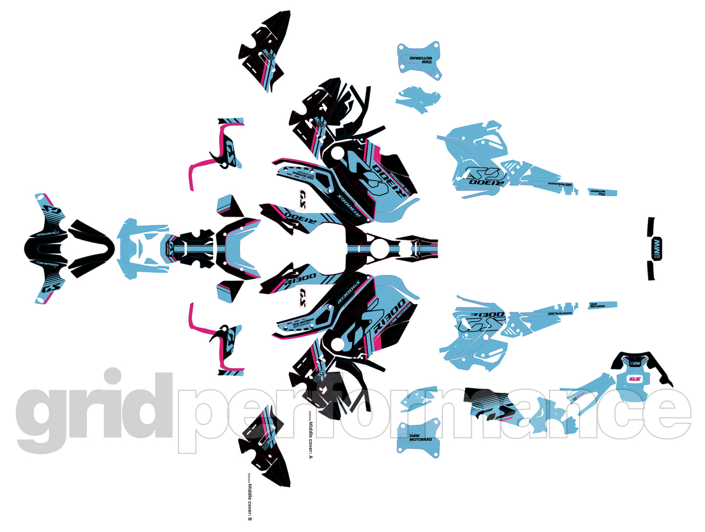 BMW R1300GS ADV Adventure Graphic Decal Sticker Kit (3-6.DSL)