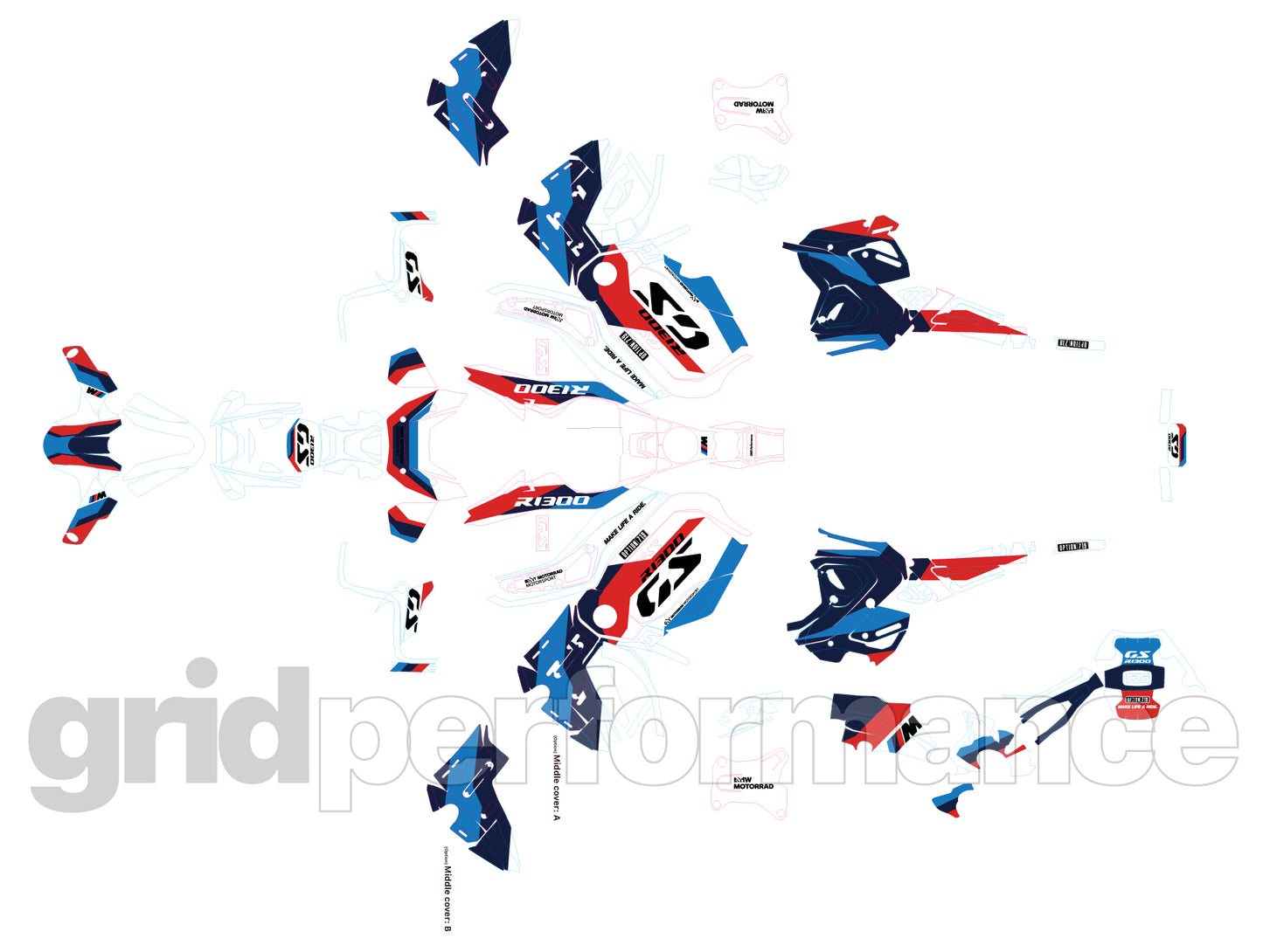 BMW R1300GS ADV Adventure Graphic Decal Sticker Kit (7-2.M)