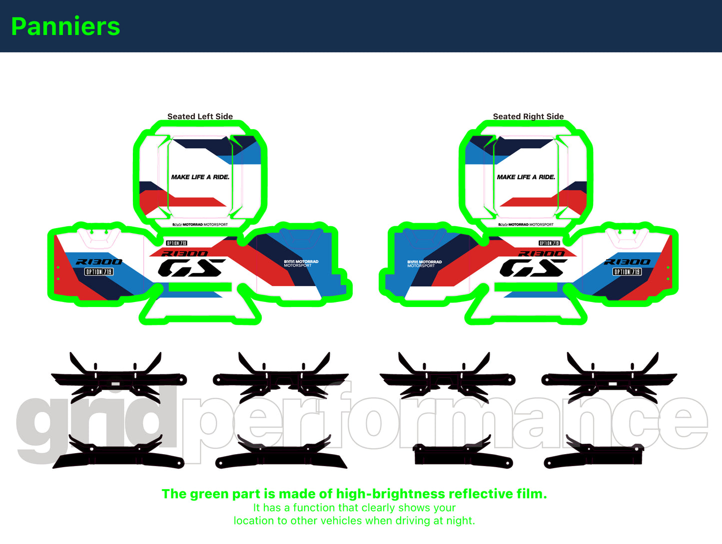 BMW R1300GS Adventure Aluminium Panniers Top Box  Decal Sticker Kit (7-2.M)