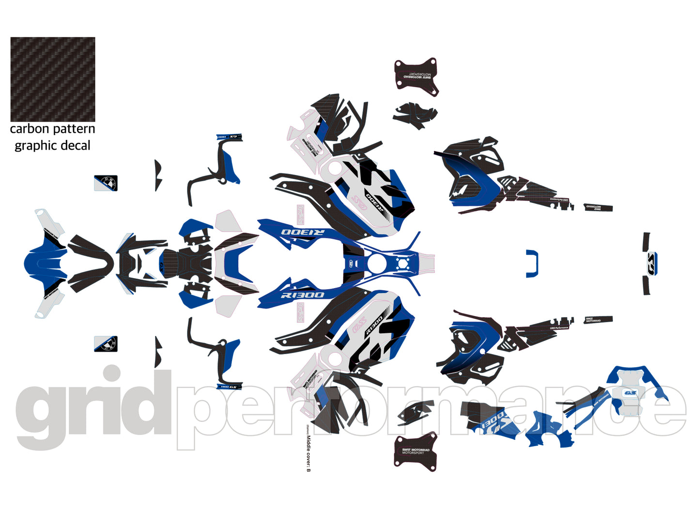 BMW R1300GS ADV Adventure Graphic Decal Sticker Kit (8-2.Original Look Blue)
