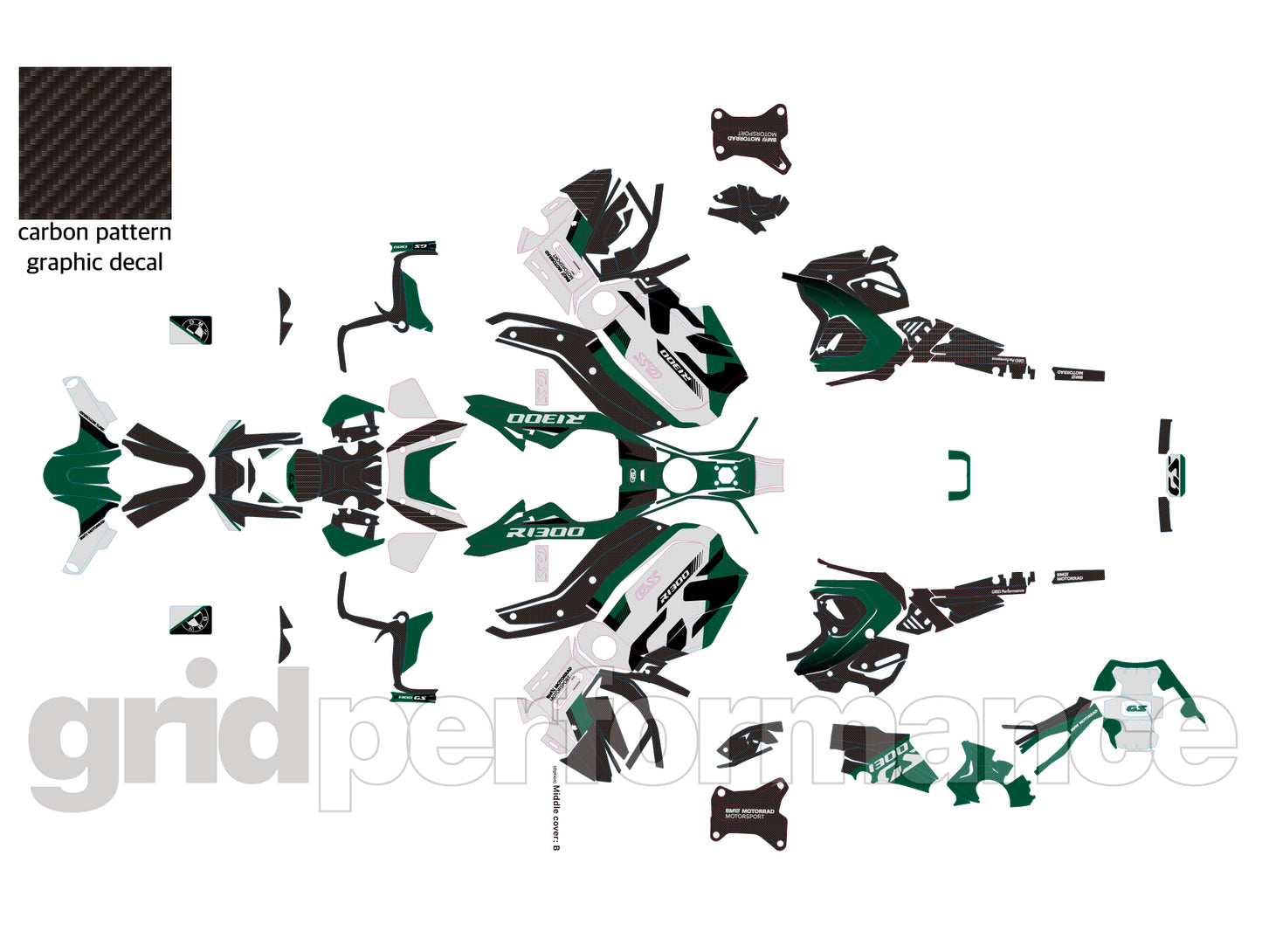 BMW R1300GS ADV Adventure Graphic Decal Sticker Kit (8-3.Original Look Green)
