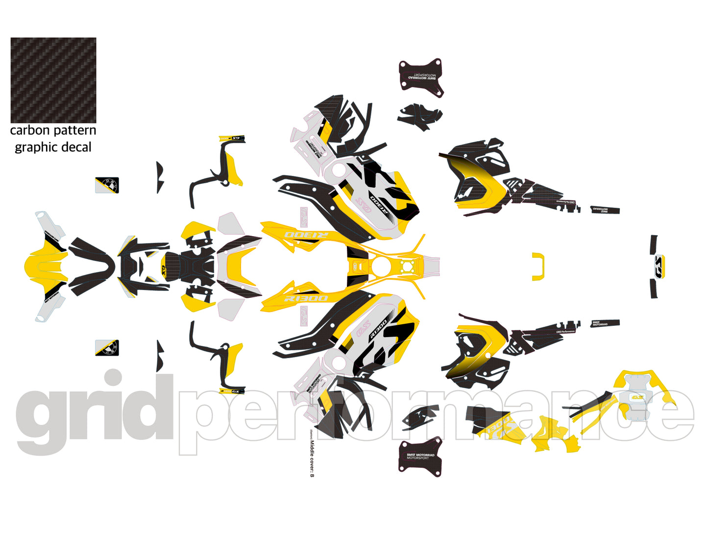 BMW R1300GS ADV Adventure Graphic Decal Sticker Kit (8-4.Original Look Yellow)