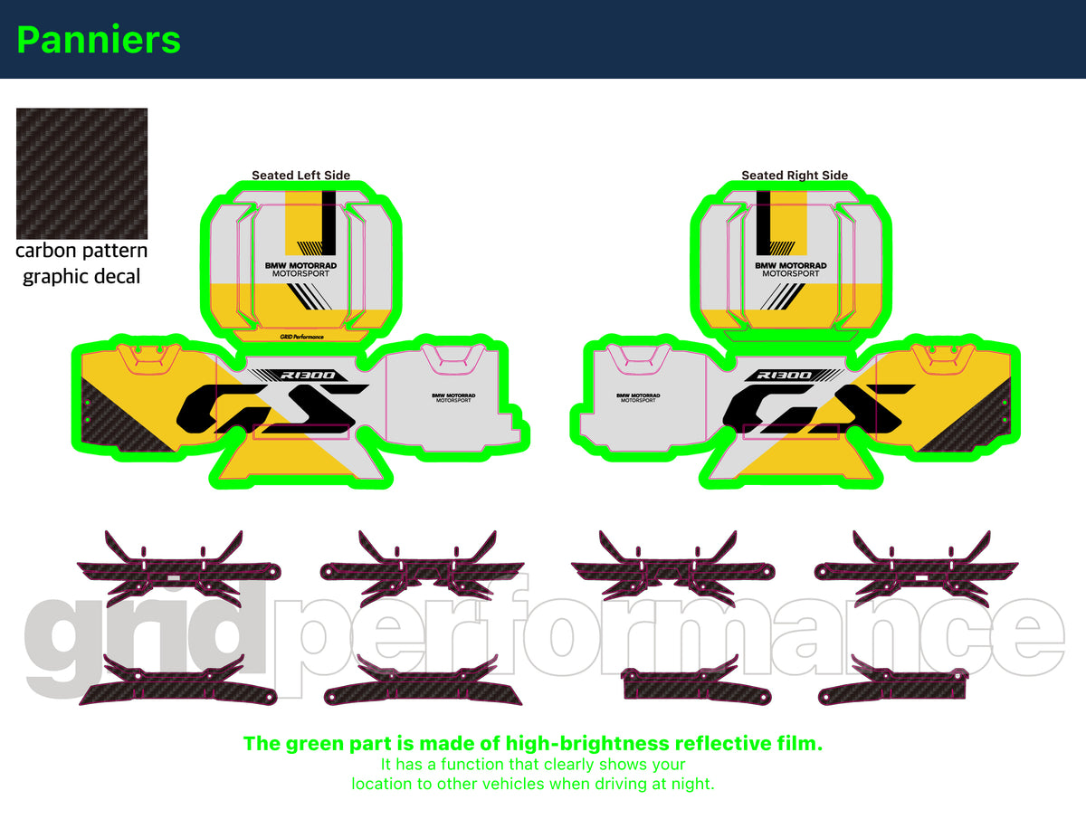 BMW R1300GS ADV Adventure Graphic Decal Sticker Kit (8-4.Original Look Yellow)