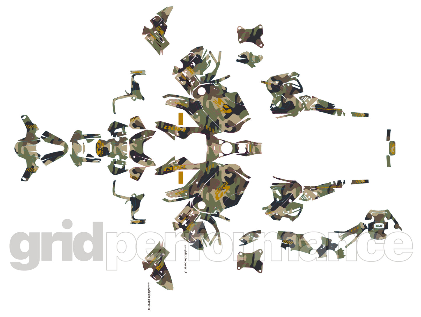 BMW R1300GS ADV Adventure Graphic Decal Sticker Kit (9-1.Camo)
