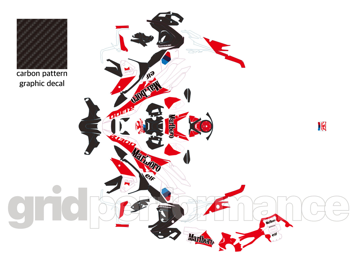 BMW R1300GS Custom Vinyl Graphic Decal Kit (3-1.Marlbo Red)