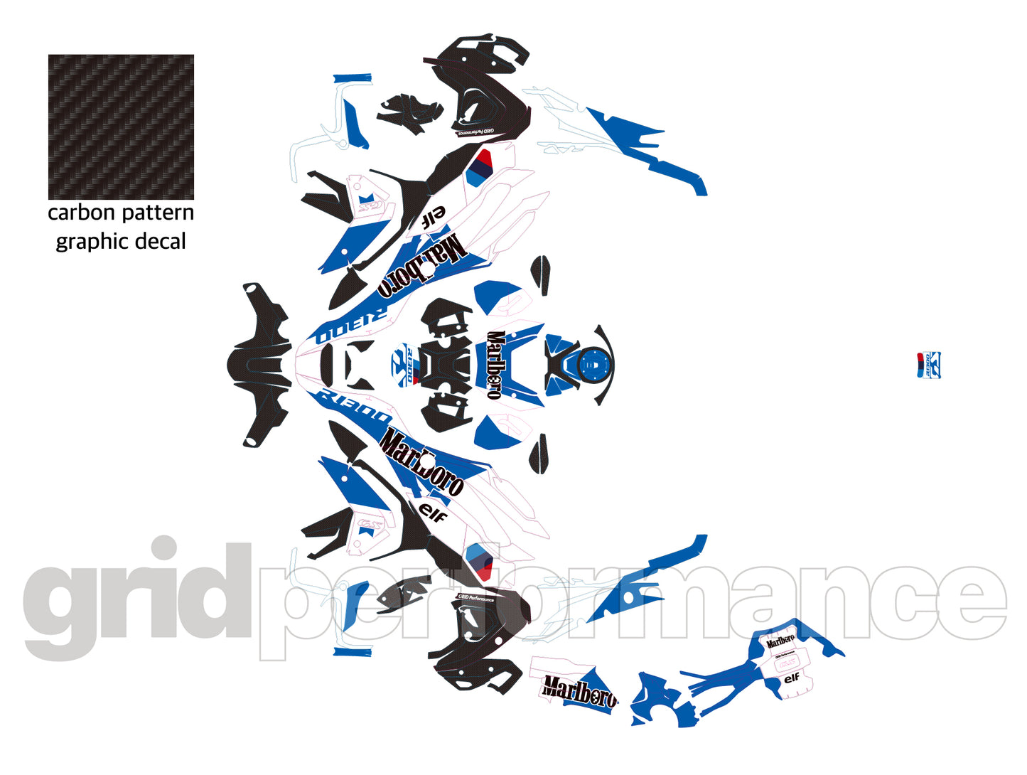 BMW R1300GS Custom Vinyl Graphic Decal Kit (3-2.Marlbo Blue)