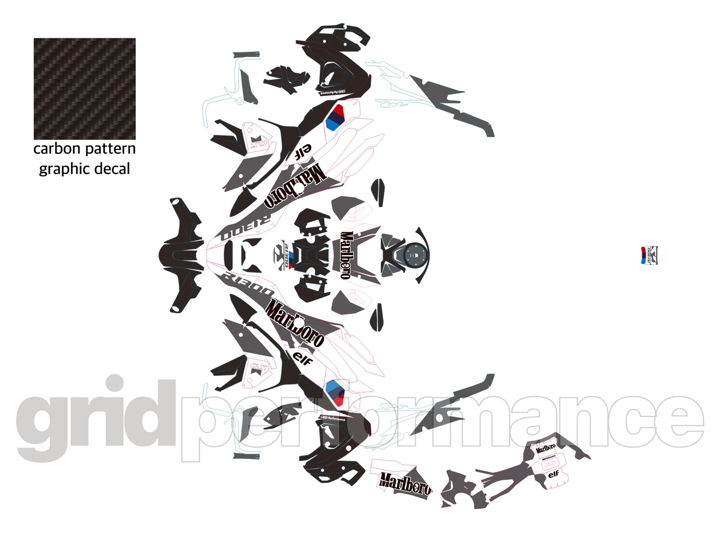 BMW R1300GS Custom Vinyl Graphic Decal Kit (3-5.Marlbo Gray)