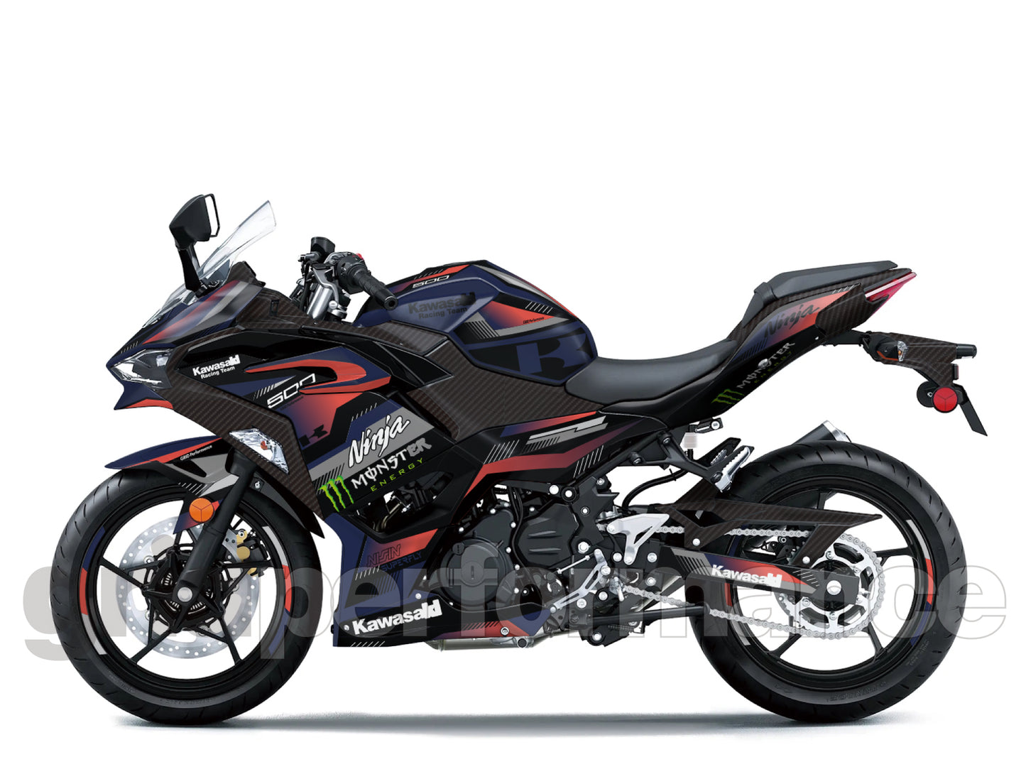 Kawasaki NINJA 500 Full Graphic Vinyl Decal Kit (1-3.MONSTER)