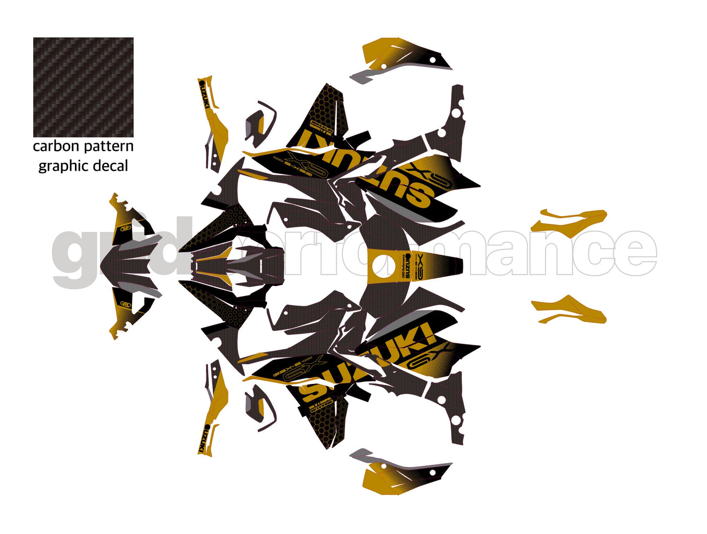 SUZUKI GSX-S1000 GX Graphic Decal Sticker Kit (0-2.Carbon)