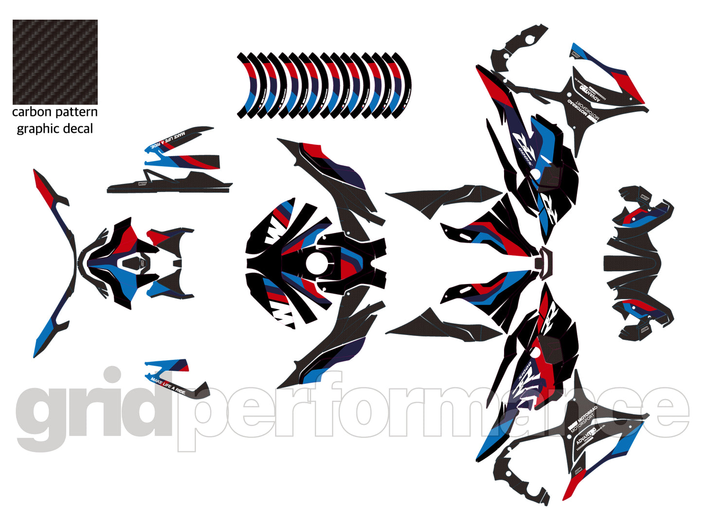 Motorcycle Fairing Decal Vinyl Sticker Kit – For BMW S1000RR Type (1-1.M)