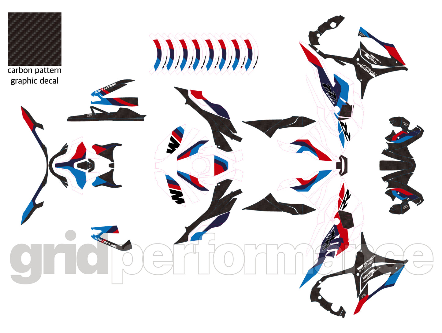 Motorcycle Fairing Decal Vinyl Sticker Kit – For BMW S1000RR Type (1-2.M)