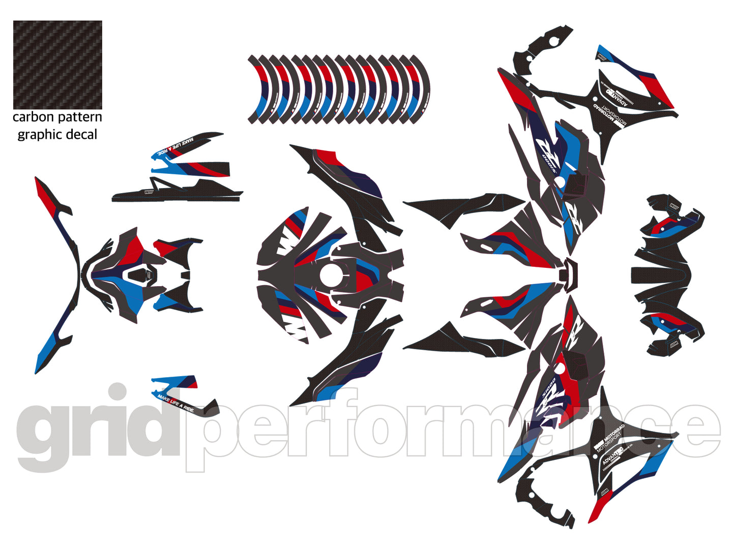 Motorcycle Fairing Decal Vinyl Sticker Kit – For BMW S1000RR Type (1-3.M)
