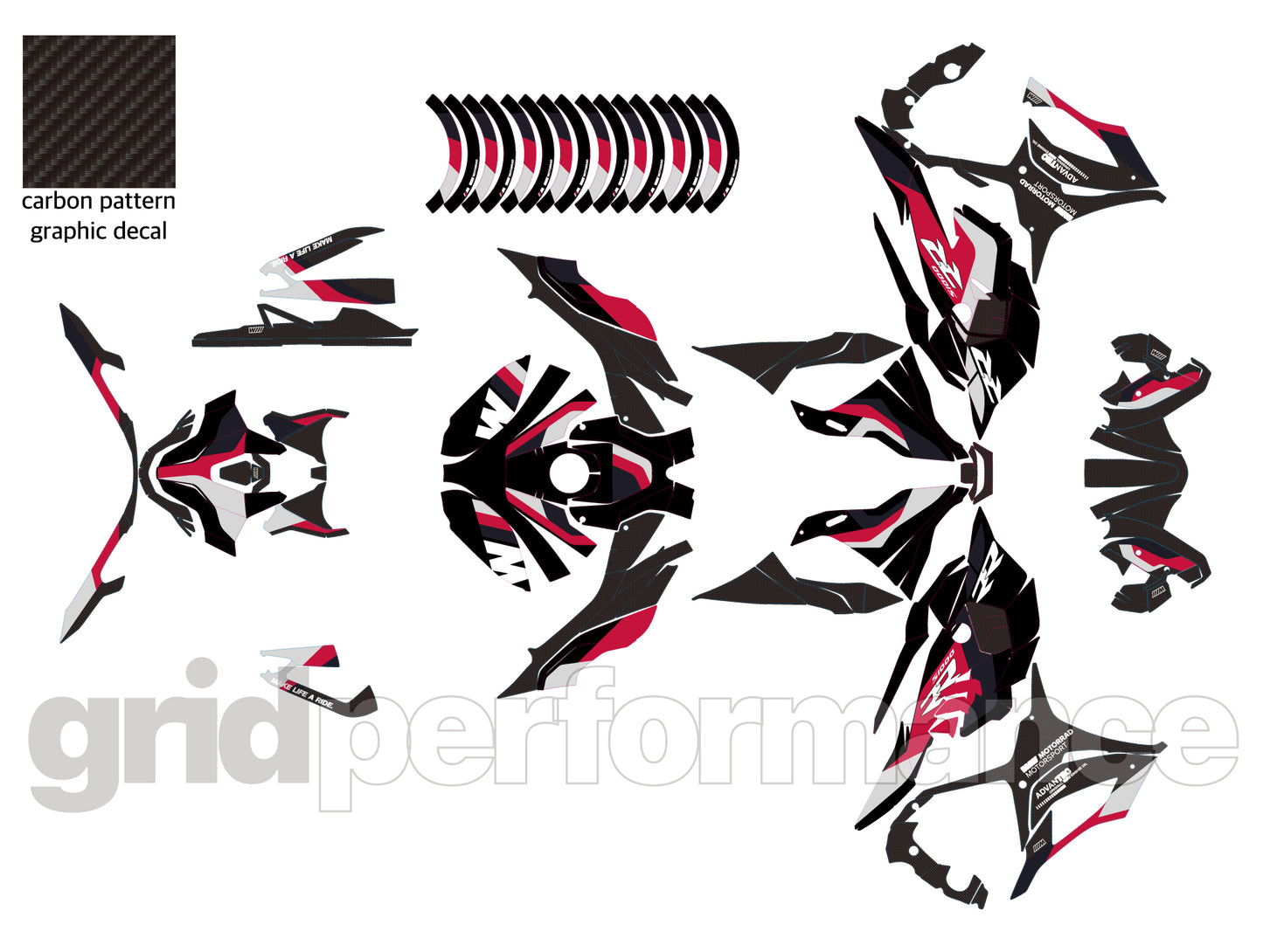 Motorcycle Fairing Decal Vinyl Sticker Kit – For BMW S1000RR Type (1-5.M)