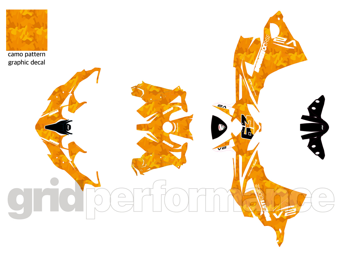 Motorcycle Fairing Decal Vinyl Sticker Kit – For Ducati Panigale V2 S Type (2-2.CAMO 63)