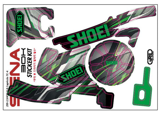 SENA 50S,50C,30K,20S,10C,ST1,SMH-5,50R,RT1,K10,SMH-10,SHOEI Z-8 SRL EXT Graphic Decal Sticker (299-2.SHO Z-8 Capriccio TC-4)