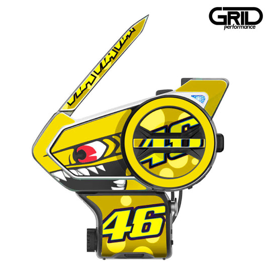 SENA 50S,50C,30K,20S,10C,ST1,SMH-5,50R,RT1,K10,SMH-10,SHOEI Z-8 SRL EXT Graphic Decal Sticker (19.Rossi Shark Yellow)