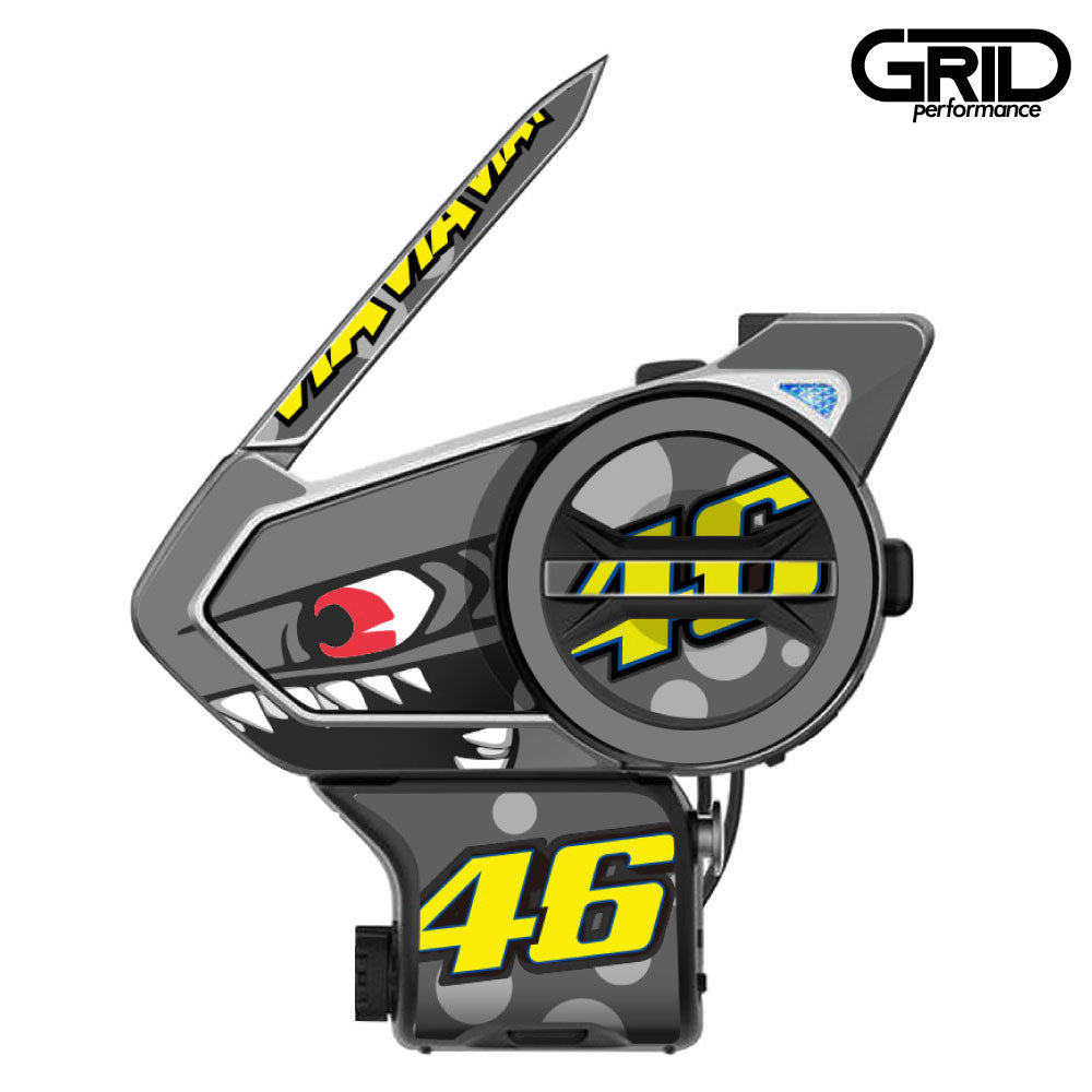 SENA 50S,50C,30K,20S,10C,ST1,SMH-5,50R,RT1,K10,SMH-10,SHOEI Z-8 SRL EXT Graphic Decal Sticker (25.Rossi Shark Gray)