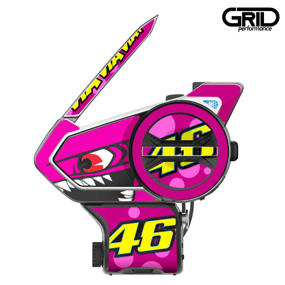 SENA 50S,50C,30K,20S,10C,ST1,SMH-5,50R,RT1,K10,SMH-10,SHOEI Z-8 SRL EXT Graphic Decal Sticker (54.Rossi Shark Pink)