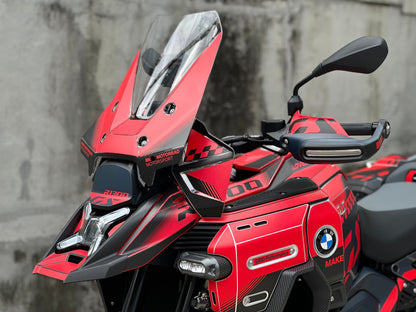 BMW R1300GS ADV Adventure Graphic Decal Sticker Kit (13-1.CHKRD Red BB Carbon)