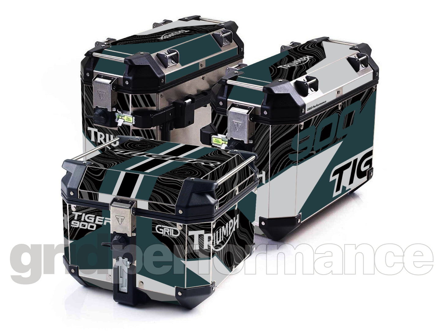 Triumph Tiger 900/1200 Aluminum Panniers Top Box  Decal Sticker Kit (1-13)