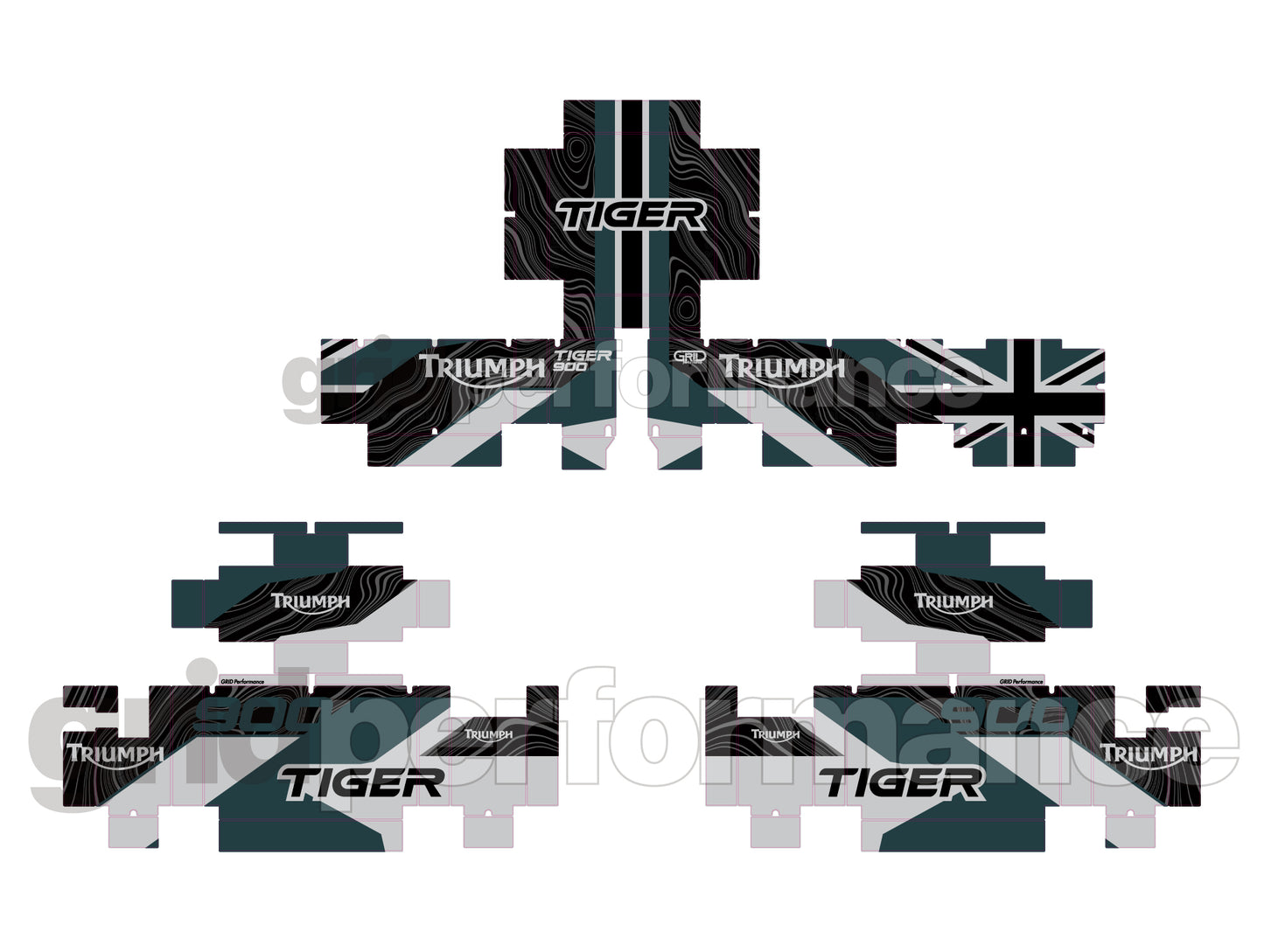 Triumph Tiger 900/1200 Aluminum Panniers Top Box  Decal Sticker Kit (1-13)