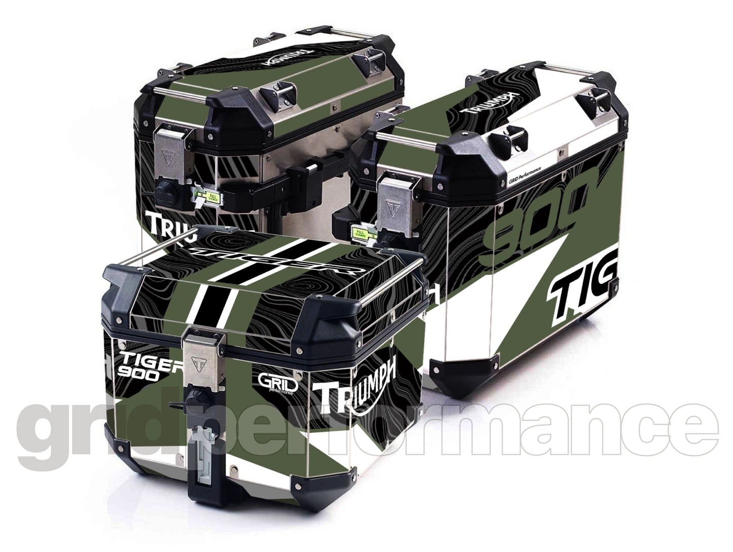 Triumph Tiger 900/1200 Aluminum Panniers Top Box  Decal Sticker Kit (1-14)