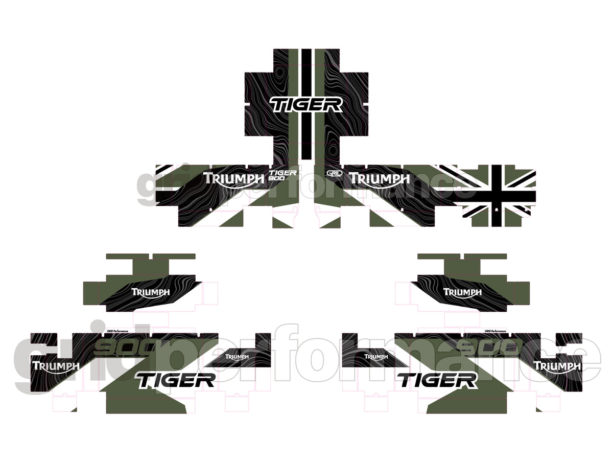 Triumph Tiger 900/1200 Aluminum Panniers Top Box  Decal Sticker Kit (1-14)